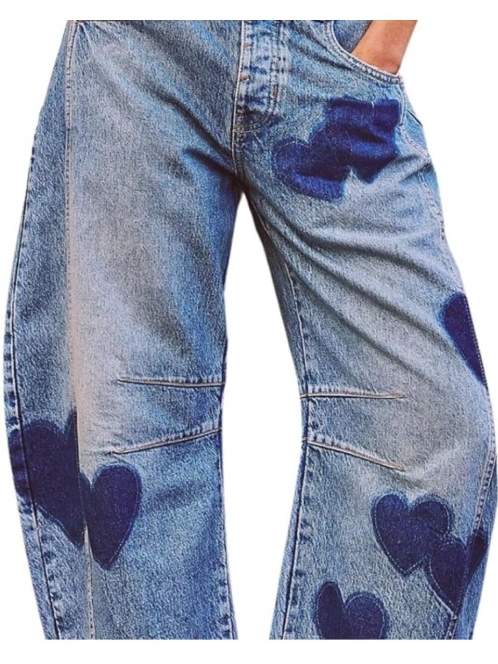 We The Free People Shadow Patch Heart Barrel Good Luck Jeans - Picture 3 of 11